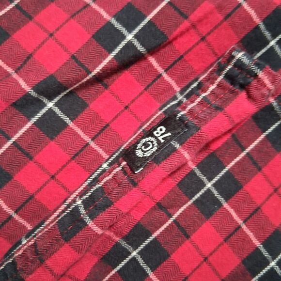 Chaps Shirt Mens 2XL XXL Red Plaid Long Sleeve Button Down Easy Care Casual Flaw - Picture 12 of 14
